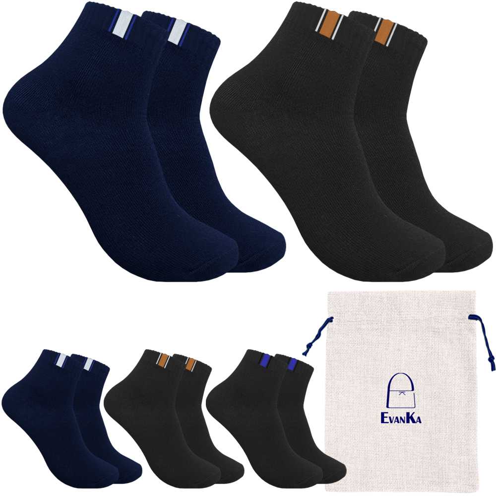 Evanka Paquete 4 Pares de Calcetines Cortos Talla 40-45 Colores Gris Azul Lisos Hombre Mujer Unisex