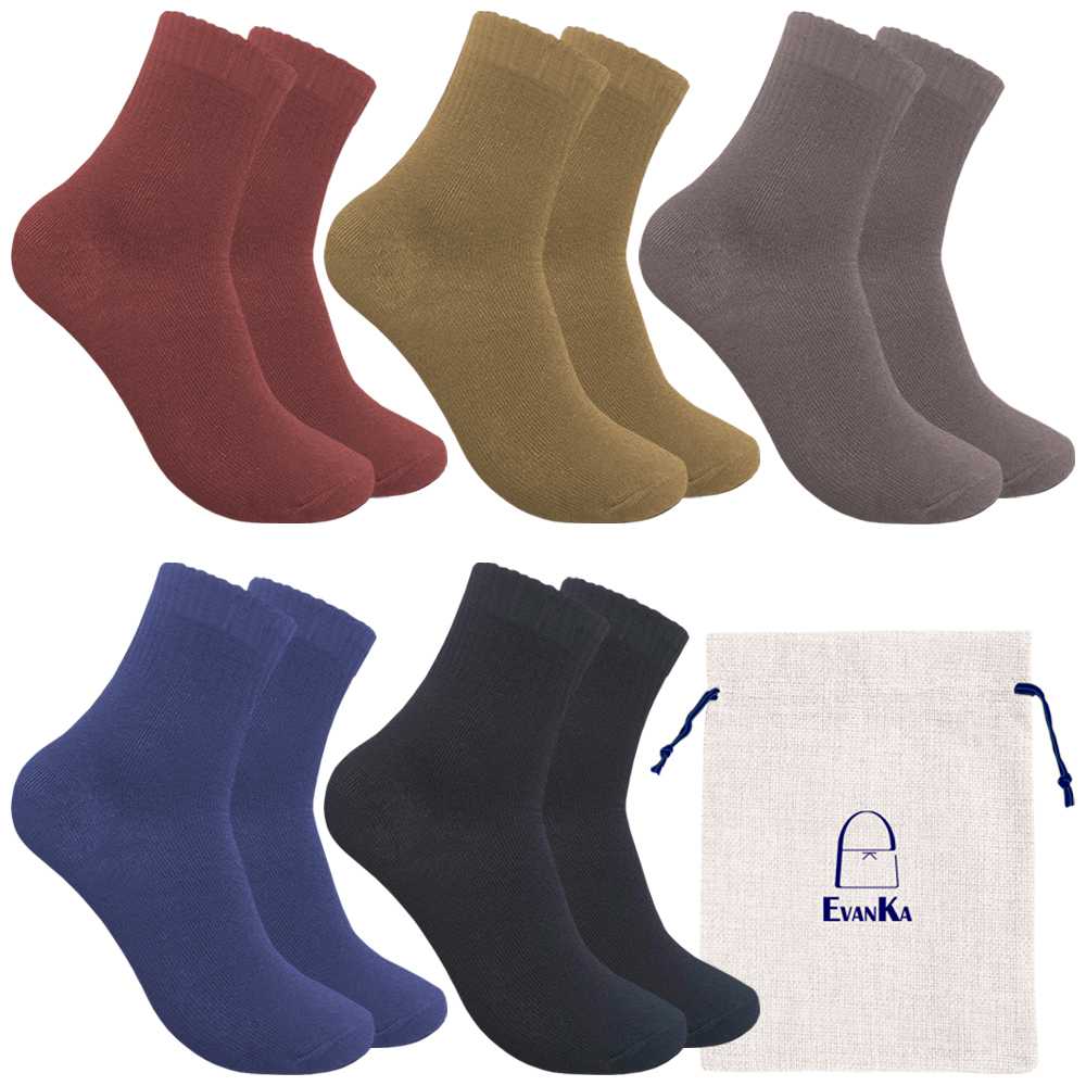 Evanka Paquete 5 Pares de Calcetines Algodón Talla 40-45 Colores Lisos Hombre Mujer Unisex Suaves Elásticos EK003