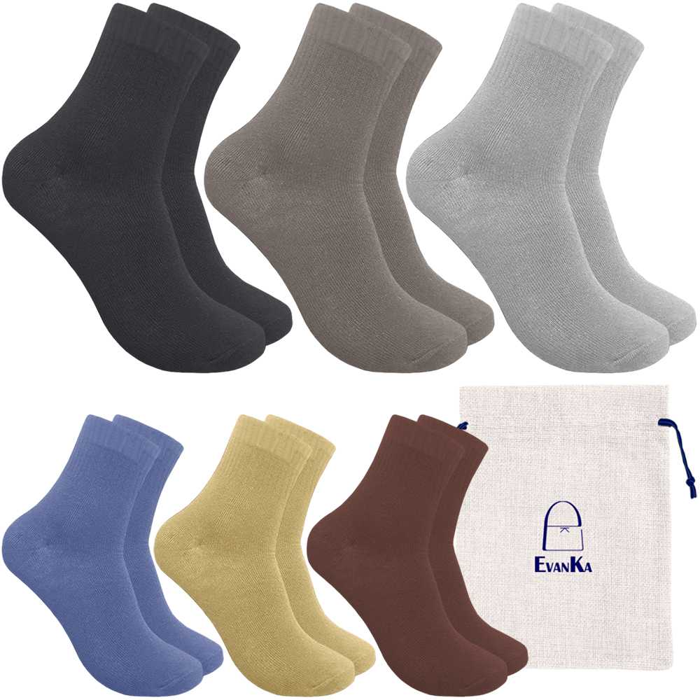 Evanka Paquete 6 Pares de Calcetines Algodón Talla 38-43 Colores Lisos Hombre Mujer Unisex Suaves Elásticos EK009