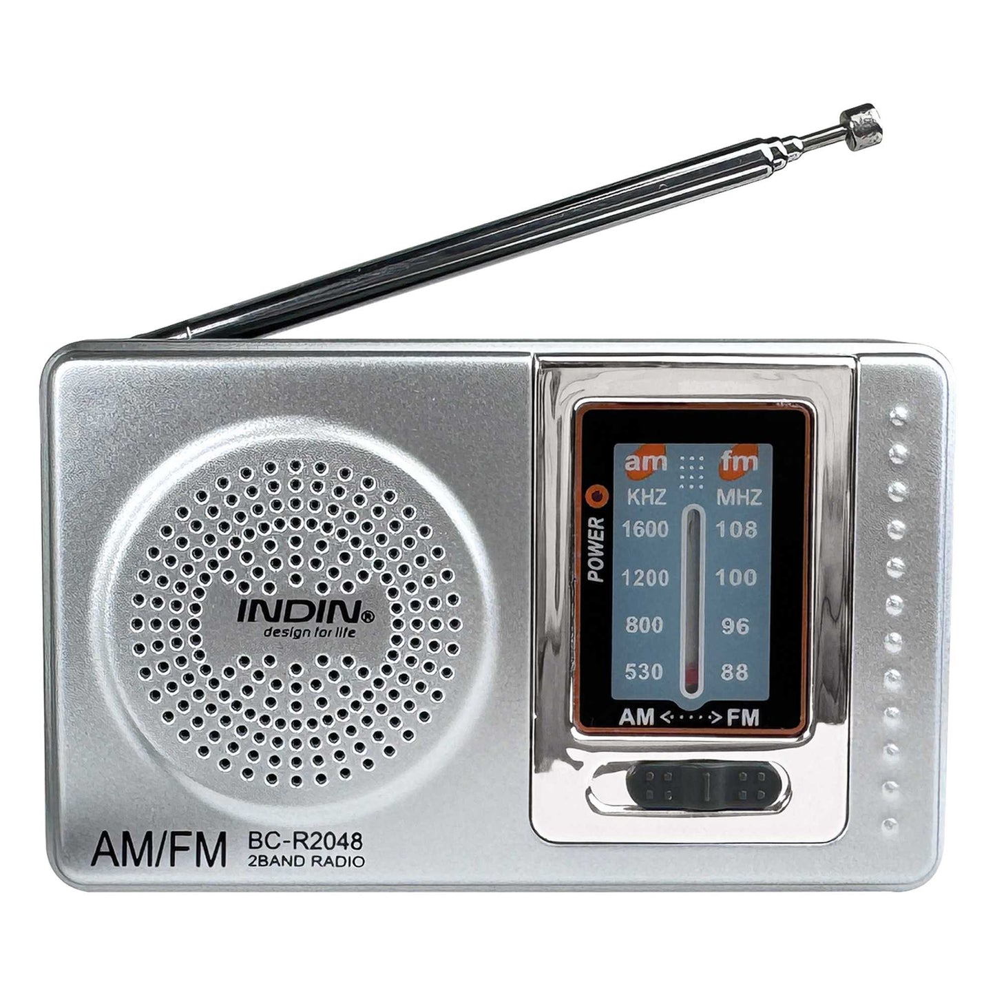 Radio de Mano BC-R2048 Analógica Mini Sintonizador AM/FM Altavoz Integrado Conector para Auriculares Jack 3.5mm
