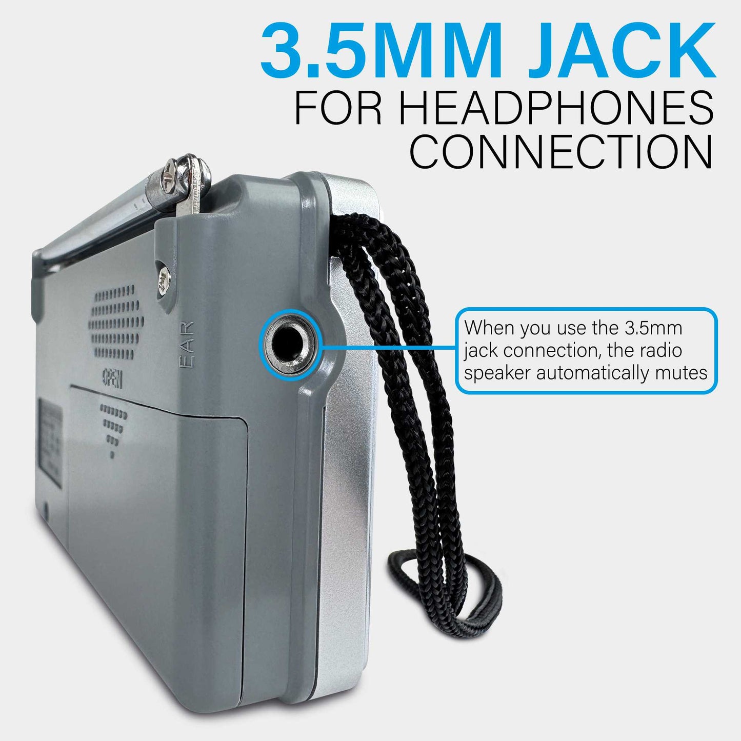 Radio de Mano BC-R2048 Analógica Mini Sintonizador AM/FM Altavoz Integrado Conector para Auriculares Jack 3.5mm