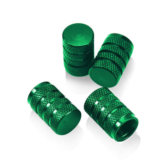 4 Tapones de Aluminio Modelo Circular Verdes para Ruedas Válvulas Schrader Coches Motos Motocicletas Tapón de Protección Neumaticos con Válvula Americana Coche Moto Moticicleta Metálicos Cubierta Tapa