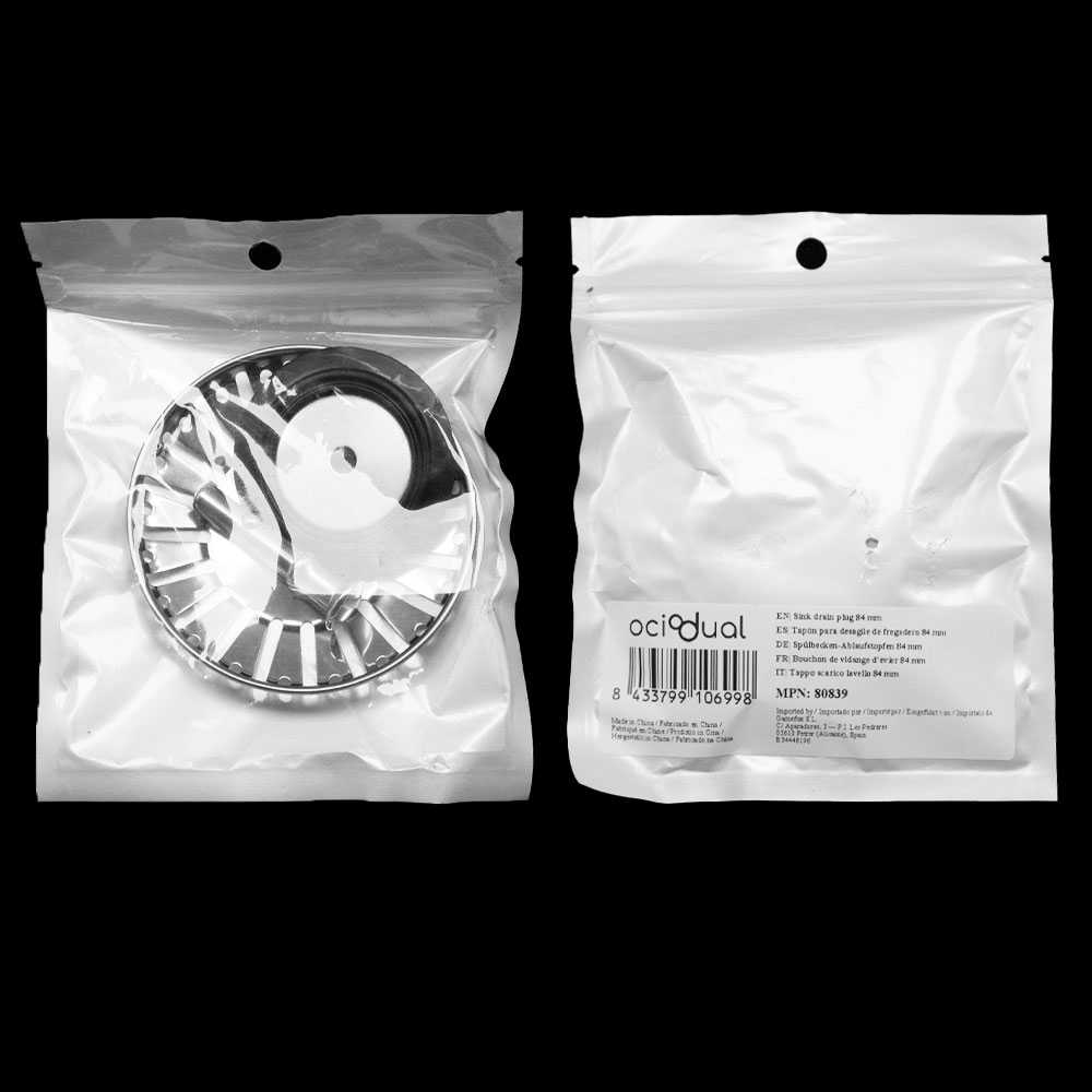 Tapón Colador para Desagüe de Fregadero Diametro 83mm Acero Inox Filtro de desechos Cesta de Drenaje para Fregaderos