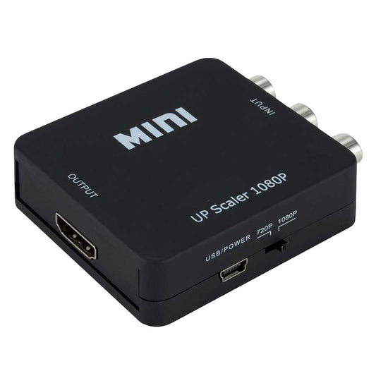 Adaptador Conversor de AV a HDMI Soporte Full HD Negro para Consolas DVD Televisor TV HDMI Convertidor Transformador AV2HDMI RCA Audio Video Resolución 1080p