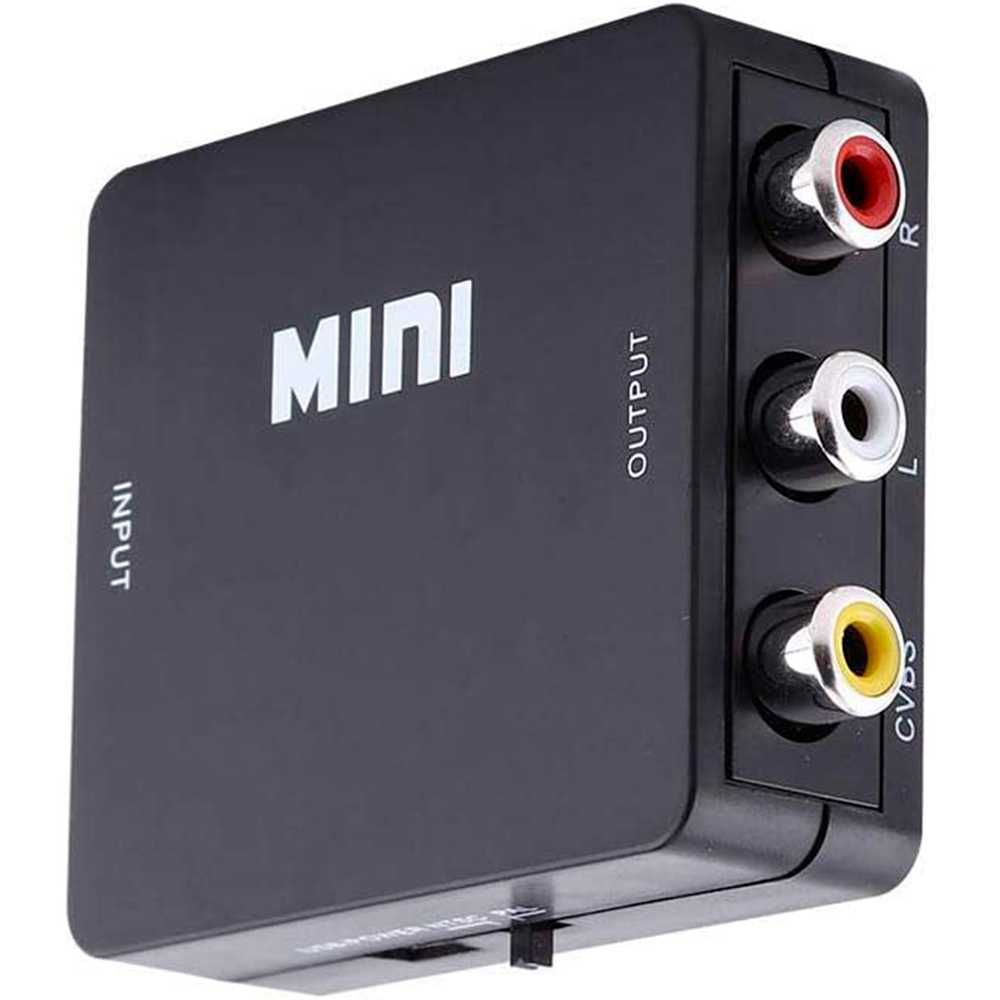 Adaptador Conversor de HDMI a AV Soporte Full HD Negro para PC TV Portátil Televisor Convertidor Transformador HDMI2AV RCA Audio Video Resolución 1080p