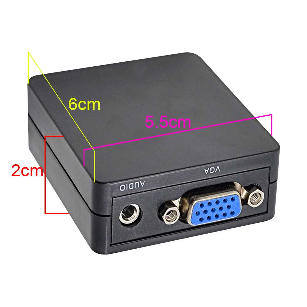 Adaptador de HDTV a VGA Convertidor Video Audio Digital Analogica 1080p Negro para PC Ordenador Portatil Monitor TV HDTV Conversor HDTV2VGA Resolucion Full HD