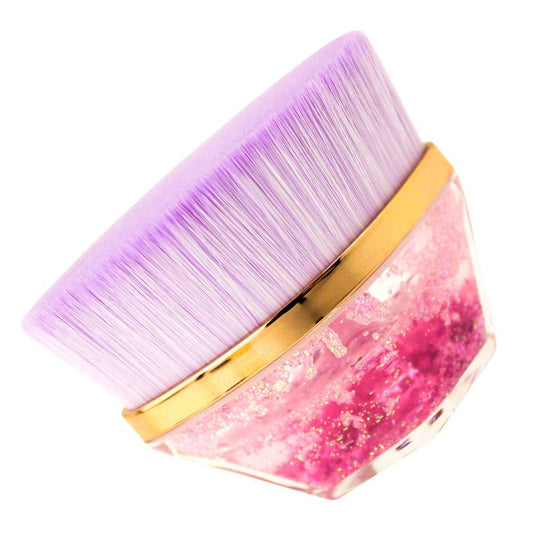 Brocha de Maquillaje Fluido Kabuki Facil Rosa para Bases Cremosas Liquidas o en Polvo Base Facial Cara Rostro Cepillo Pincel Pelo Sintetico Suave