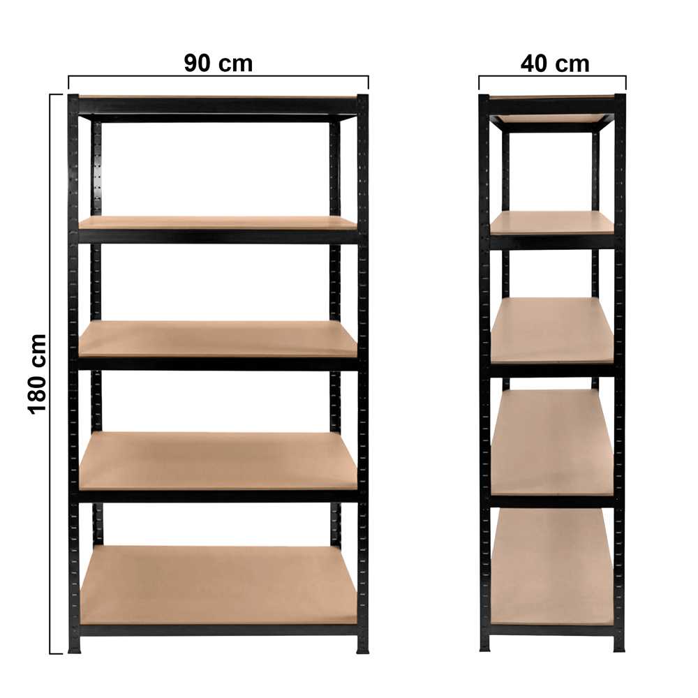 Estanteria Metalica Galvanizada Negra 875kg 5 Baldas 180 x 90 x 40cm Ideal para Garaje Multiusos Almacenamiento Divisible Sin tornillos