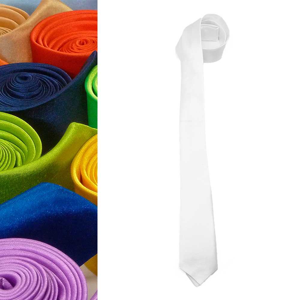 Corbata Estrecha Unisex sin Estampado Satinado Blanco para Celebraciones y Eventos 100% Poliéster