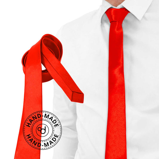 Corbata Estrecha Unisex sin Estampado Satinado Rojo para Celebraciones y Eventos 100% Poliéster
