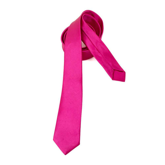 Corbata Estrecha Unisex sin Estampado Satinado Fucsia para Celebraciones y Eventos 100% Poliéster