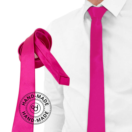 Corbata Estrecha Unisex sin Estampado Satinado Fucsia para Celebraciones y Eventos 100% Poliéster