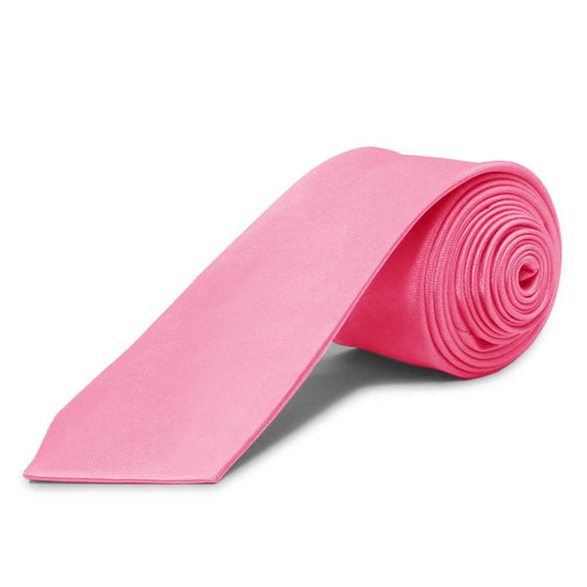 Corbata Estrecha Unisex sin Estampado Satinado Rosa para Celebraciones y Eventos 100% Poliéster
