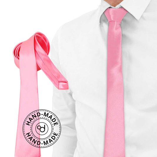 Corbata Estrecha Unisex sin Estampado Satinado Rosa para Celebraciones y Eventos 100% Poliéster
