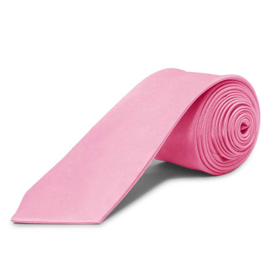 Corbata Estrecha Unisex sin Estampado Satinado  Rosa nº11 para Celebraciones y Eventos 100% Poliéster