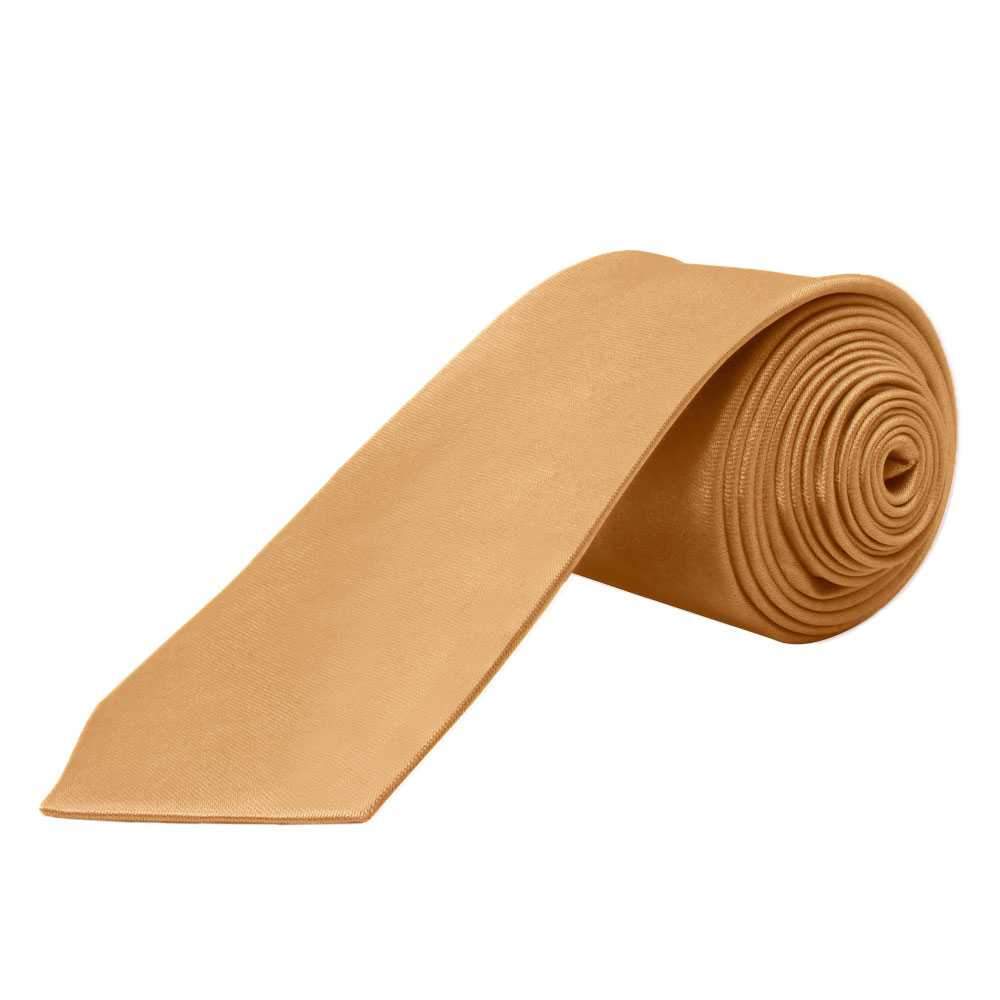Corbata estrecha de poliester unisex estilo clásico para eventos, textura suave. Oro