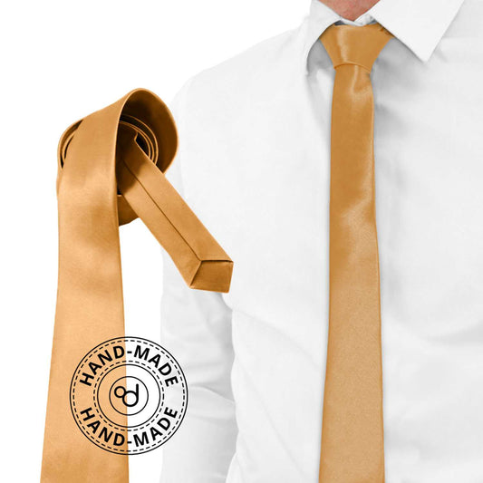 Corbata estrecha de poliester unisex estilo clásico para eventos, textura suave. Oro
