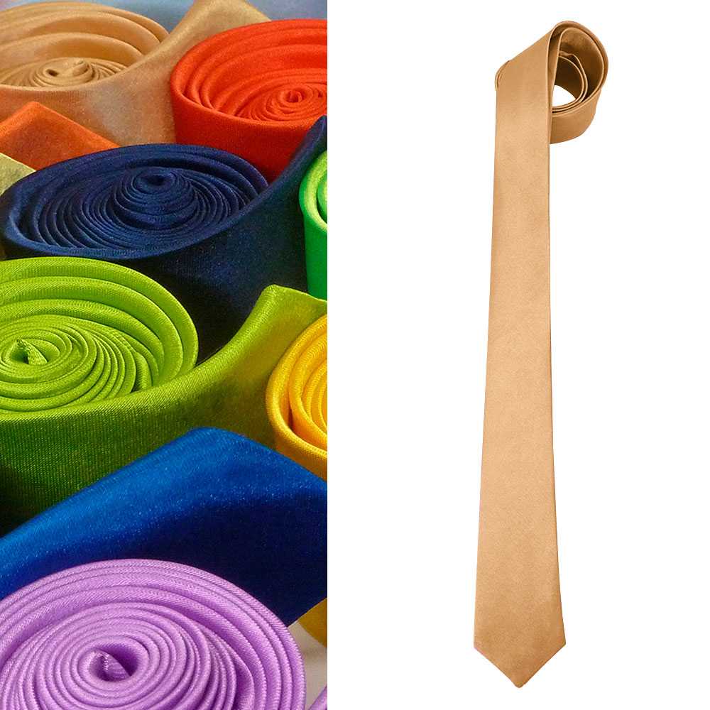 Corbata estrecha de poliester unisex estilo clásico para eventos, textura suave. Oro