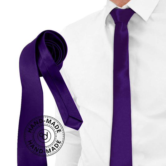 Corbata Estrecha Unisex sin Estampado Satinado Morado Nº1 para Celebraciones y Eventos 100% Poliéster