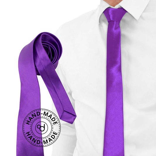 Corbata Estrecha Unisex sin Estampado Satinado Morado nº2 para Celebraciones y Eventos 100% Poliéster