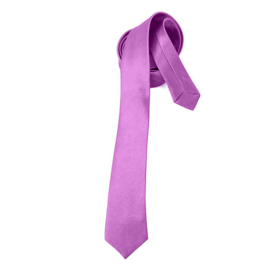 Corbata Estrecha Unisex sin Estampado Satinado Morado nº3 para Celebraciones y Eventos 100% Poliéster