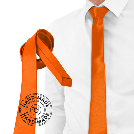 Corbata Estrecha Unisex sin Estampado Satinado Naranja para Celebraciones y Eventos 100% Poliéster