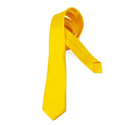 Corbata Estrecha Unisex sin Estampado Satinado Amarillo para Celebraciones y Eventos 100% Poliéster