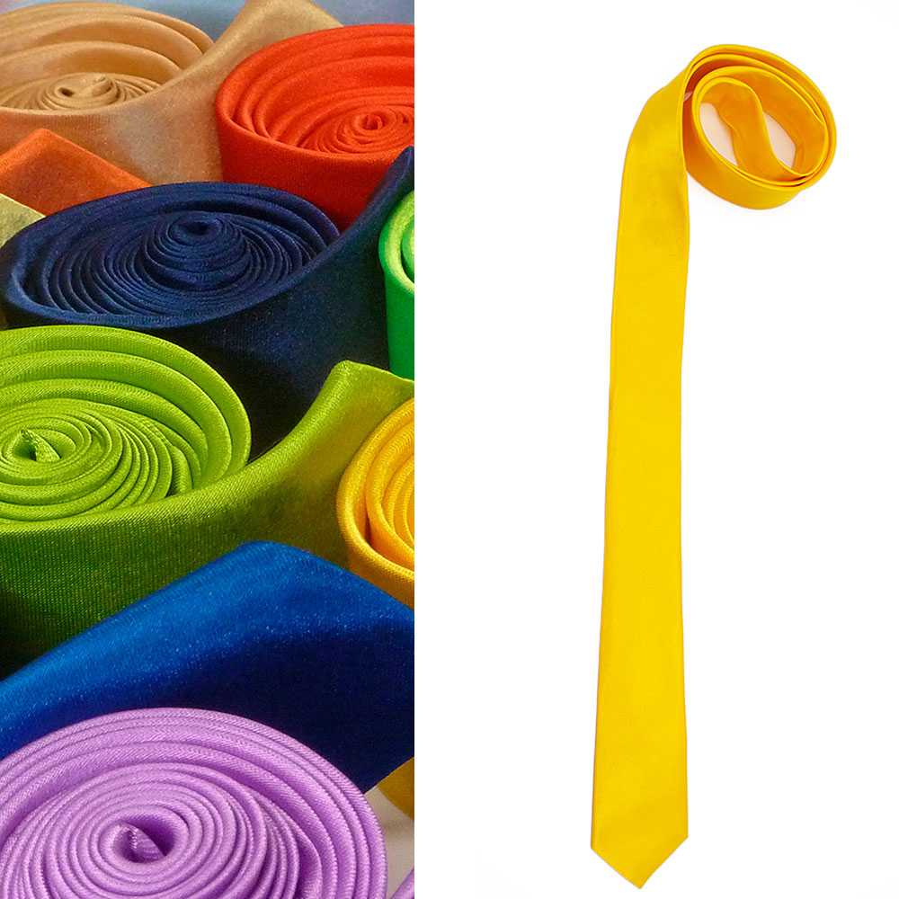 Corbata Estrecha Unisex sin Estampado Satinado Amarillo para Celebraciones y Eventos 100% Poliéster