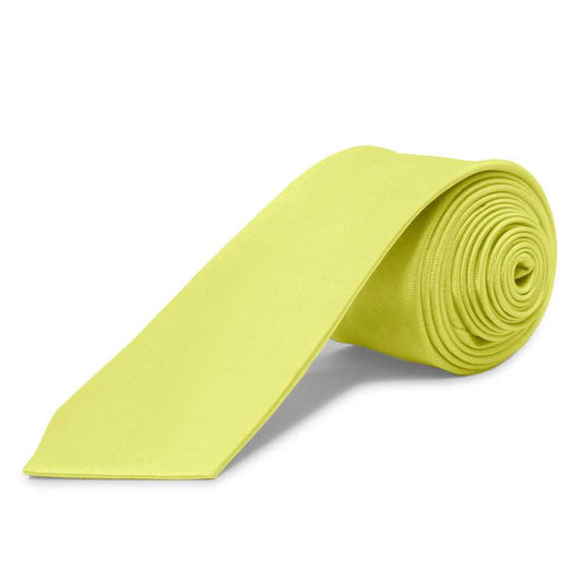 Corbata Estrecha Unisex sin Estampado Satinado Amarillo Claro para Celebraciones y Eventos 100% Poliéster