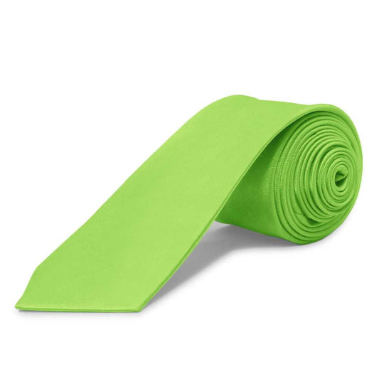 Corbata Estrecha Unisex sin Estampado Satinado Verde Lima para Celebraciones y Eventos 100% Poliéster