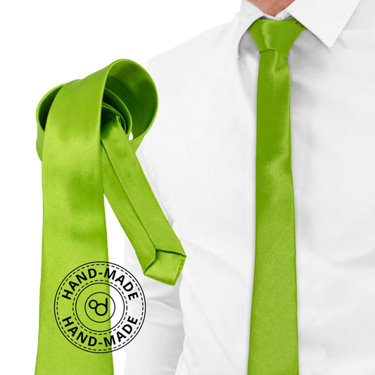Corbata Estrecha Unisex sin Estampado Satinado Verde Oliva para Celebraciones y Eventos 100% Poliéster