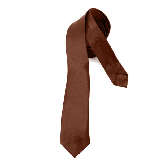 Corbata Estrecha Unisex sin Estampado Satinado Marrón para Celebraciones y Eventos 100% Poliéster