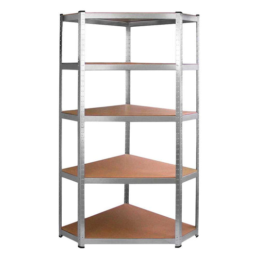 Estantería Esquinera Metálica Pentagonal 5 Baldas 180 x 90 x 90 x 40 x 40 x 70,5cm Hasta 875kg para Trasteros Garajes