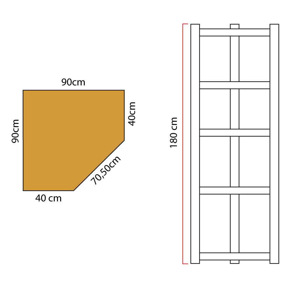 Estantería Esquinera Metálica Pentagonal 5 Baldas 180 x 90 x 90 x 40 x 40 x 70,5cm Hasta 875kg para Trasteros Garajes