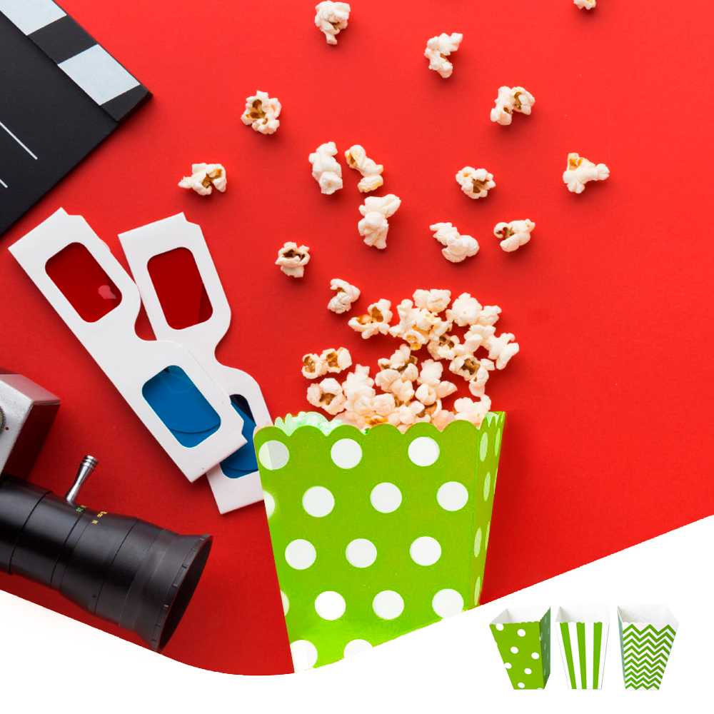 Bolsas Carton 18pcs para Baby shower, Cajas para Fiestas, Navidad Y Cumpleaños, Bolsas de Palomitas, retro box, Patatas, Nuggets, Cajas de Dulces.