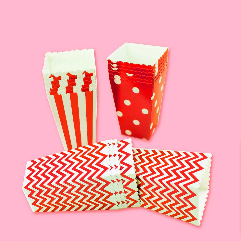 Bolsas Carton 18pcs para Baby shower, Cajas para Fiestas, Navidad Y Cumpleaños, Bolsas de Palomitas, retro box, Patatas, Nuggets, Cajas de Dulces.