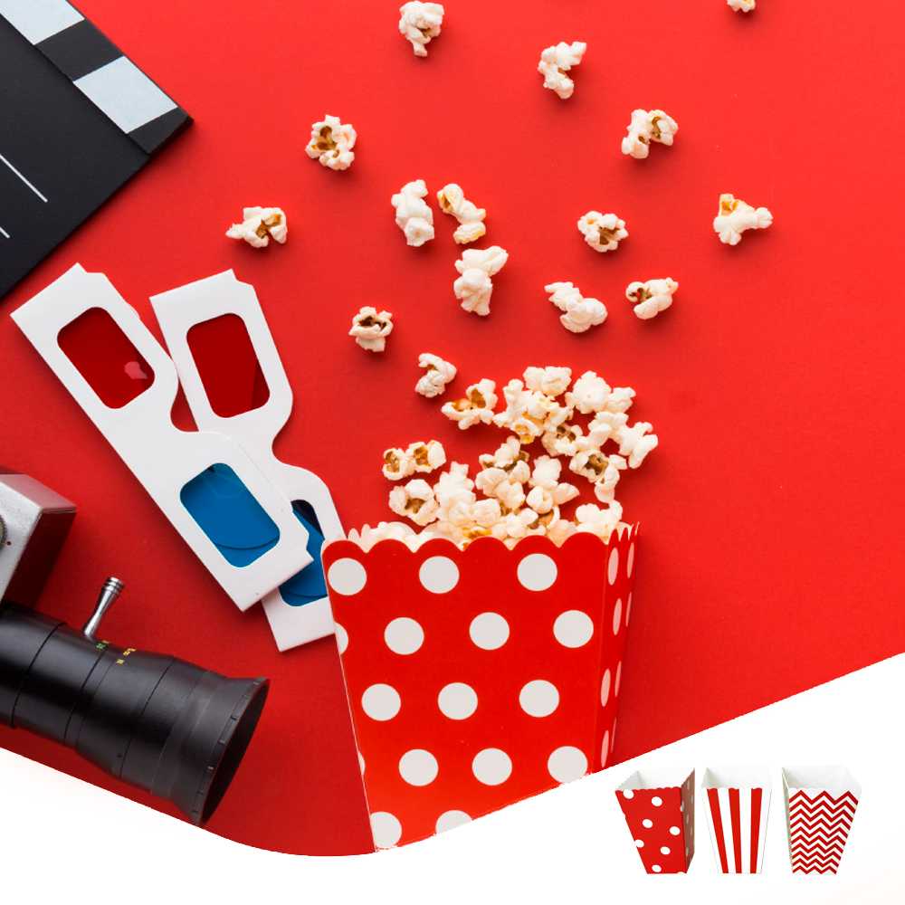 Bolsas Carton 18pcs para Baby shower, Cajas para Fiestas, Navidad Y Cumpleaños, Bolsas de Palomitas, retro box, Patatas, Nuggets, Cajas de Dulces.