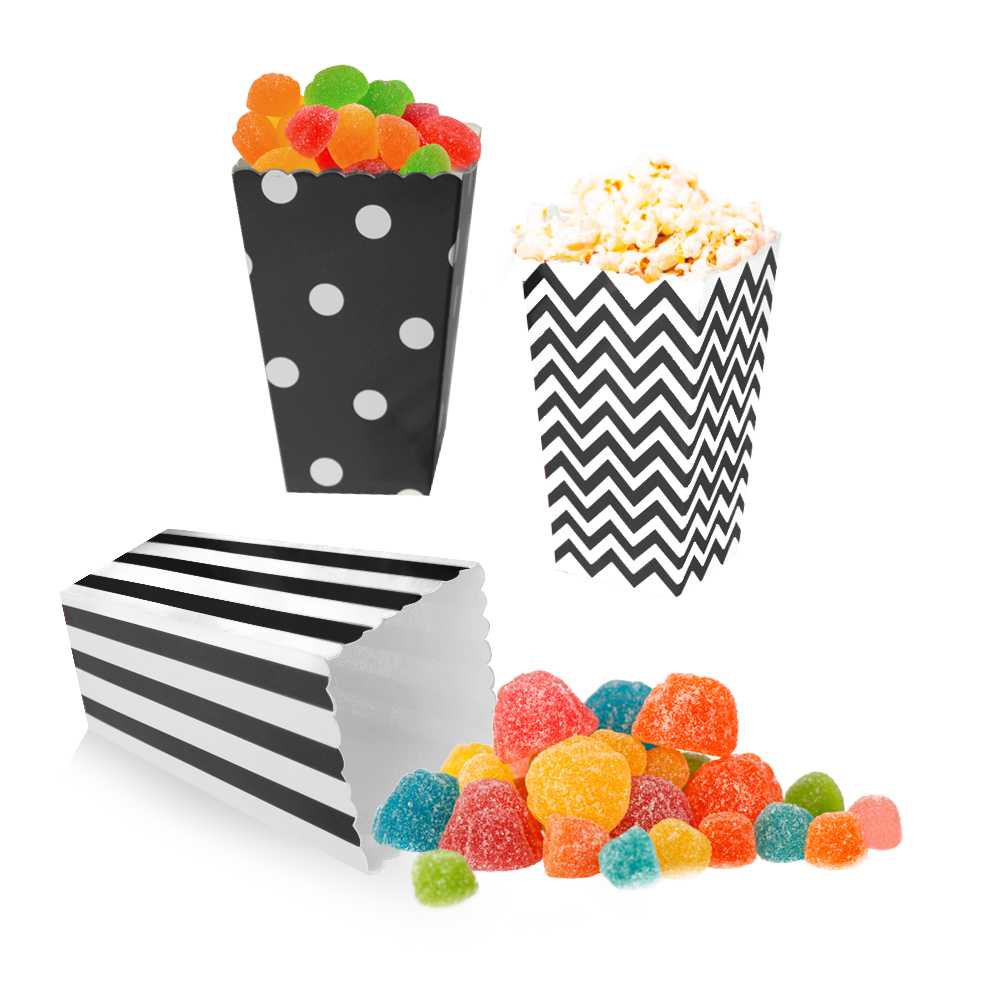 Bolsas Carton 18pcs para Baby shower, Cajas para Fiestas, Navidad Y Cumpleaños, Bolsas de Palomitas, retro box, Patatas, Nuggets, Cajas de Dulces.