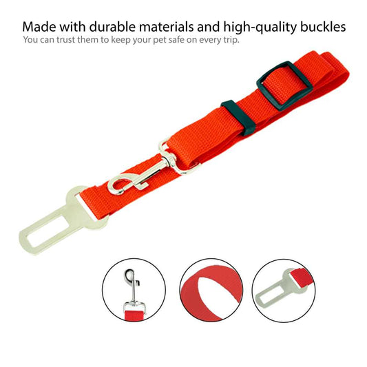 Cinturon de Seguridad para Mascotas, Cinturon ajustable de Nylon para Trasportar Mascotas, cinturon para mascotas asiento coche Rojo
