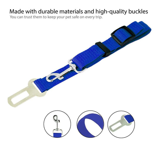 Cinturon de Seguridad para Mascotas, Cinturon ajustable de Nylon para Trasportar Mascotas, cinturon para mascotas asiento coche Azul