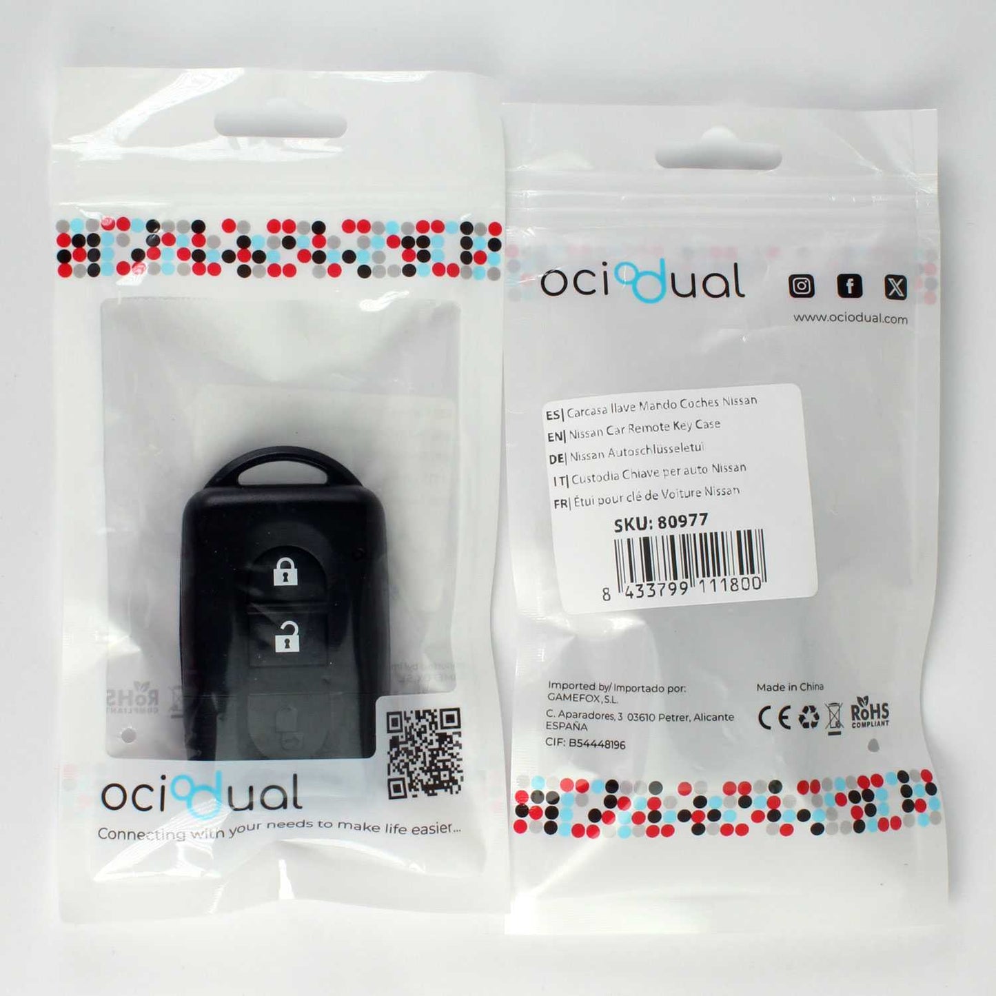 Carcasa Llave de Mando 2 Botones Compatible con Nissan Micra X-Trail Qashqai Juke Duke Navara Note Pathfinder