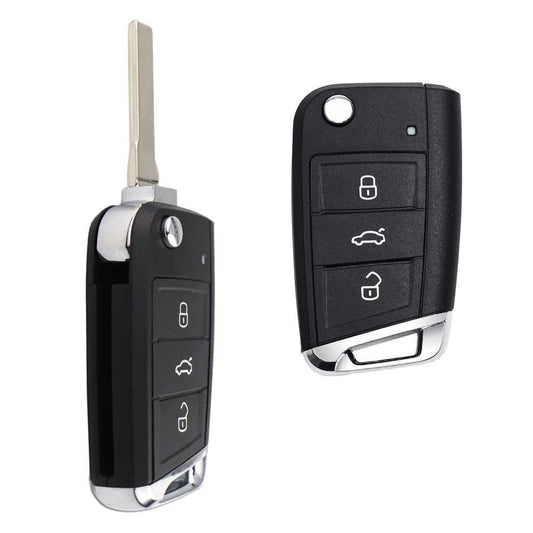 Carcasa Llave de Mando 3 Botones Compatible con Golf 7 GTI MK7 Skoda Octavia A7 Seat