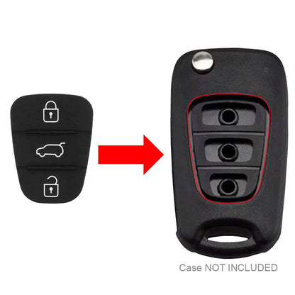 Botonera para Carcasa Llave de Mando 3 Botones Negro Compatible con Hyundai y Kia