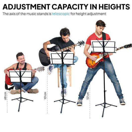 Atril Musica, Tripode, Atril Partituras, Soporte Portatil, Atril Plegable con Bolsa de Transporte, Orquesta, Faristol
