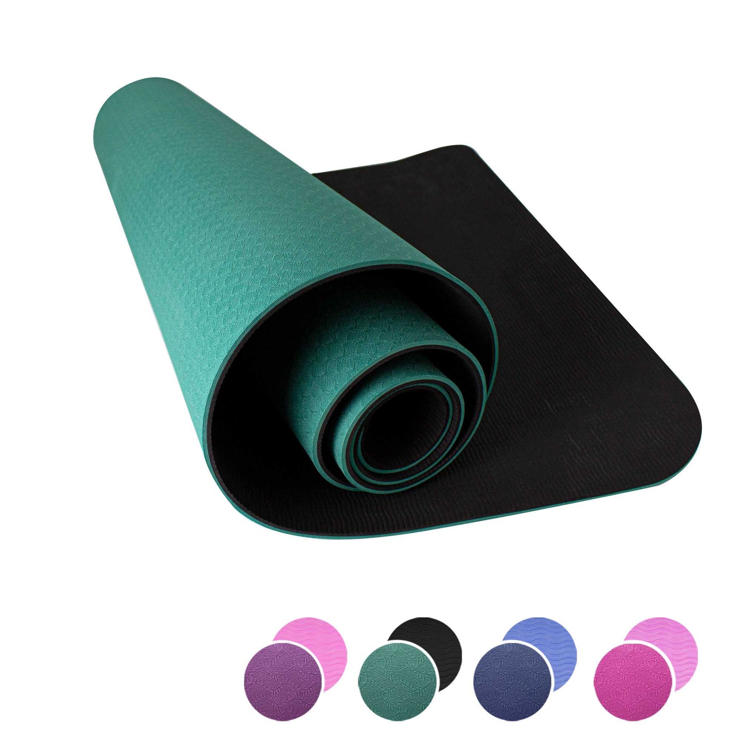 Esterilla Yoga antideslizante con Correa de hombro y Bolsa de Transporte, Pilates, Fitness, Yoga mat, TPE Ecológico + Algodón, Colchoneta gimnasia, Verde/Negro, 183cm X 61cm X 6mm