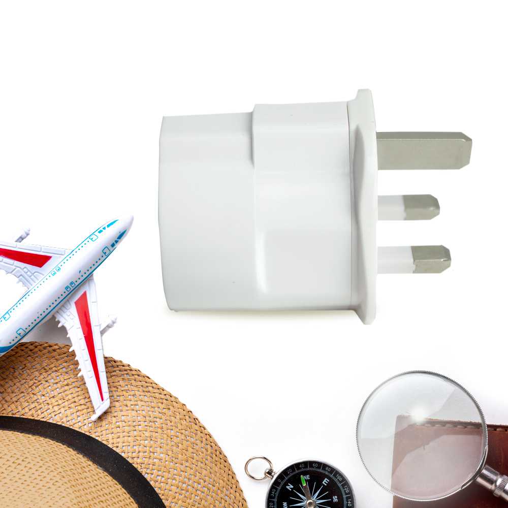 Adaptador de Enchufe EU a UK, Convertidor de 2 Pines a 3 Pines, Tipo C, E y F a Tipo G, Blanco