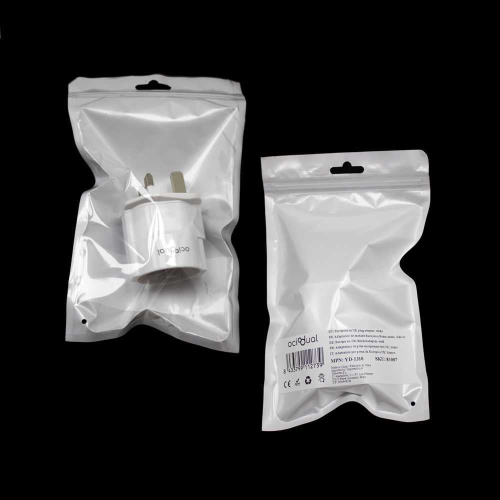 Adaptador de Enchufe EU a UK, Convertidor de 2 Pines a 3 Pines, Tipo C, E y F a Tipo G, Blanco