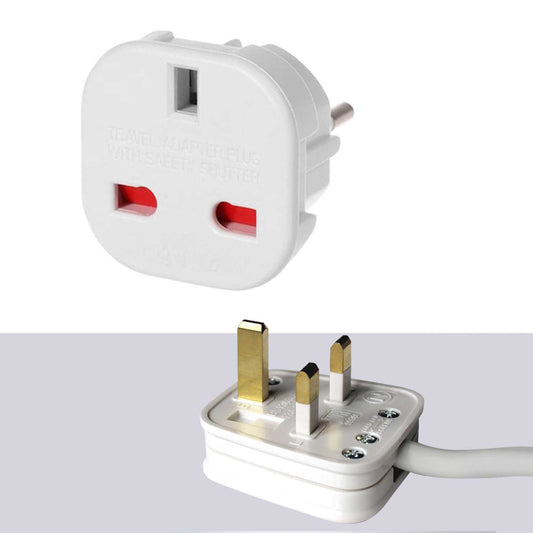 Adaptador de Enchufe UK a EU, Convertidor de 3 Pines a 2 Pines, Tipo G a Tipo C,E y F, Blanco