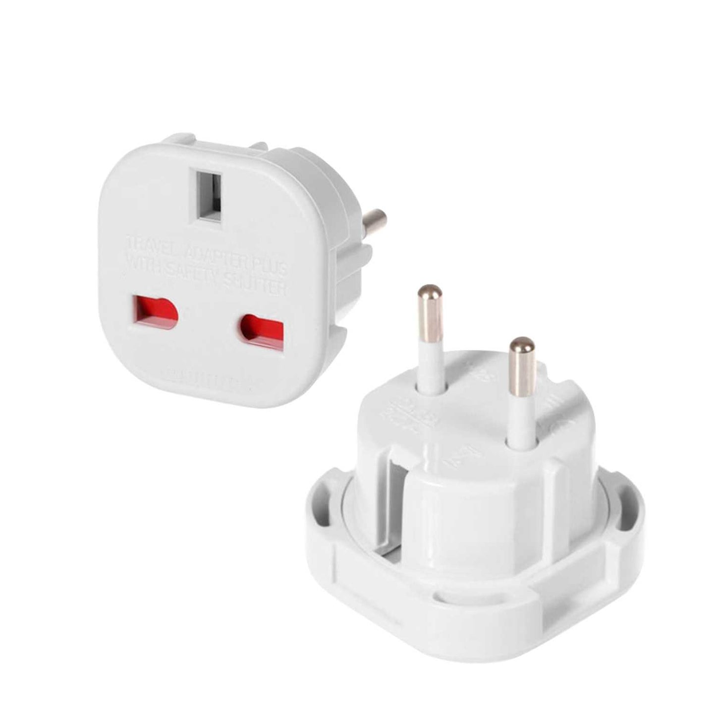 Adaptador de Enchufe UK a EU, Convertidor de 3 Pines a 2 Pines, Tipo G a Tipo C,E y F, Blanco