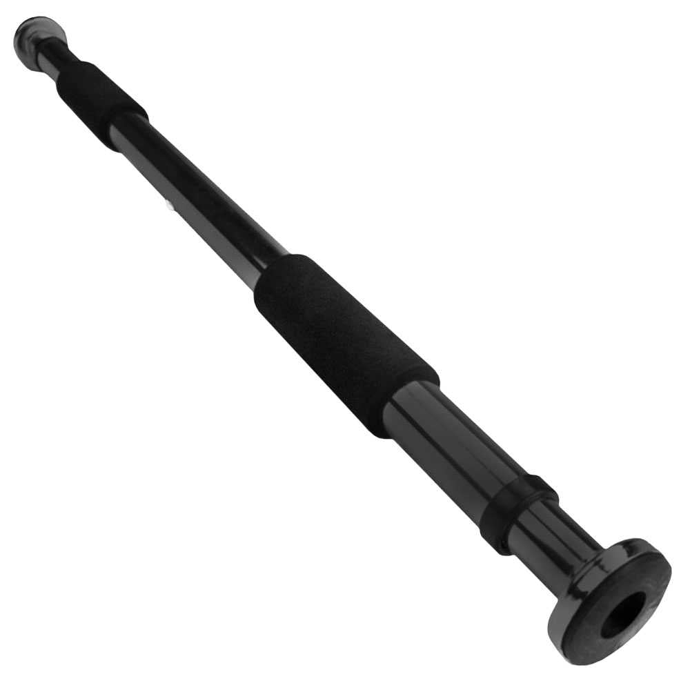 Barra de Dominadas, Color Negro, para Montaje en Puertas y Pasillos, Tubo de 90cm Ajustable, para Flexiones, Ejercicios de